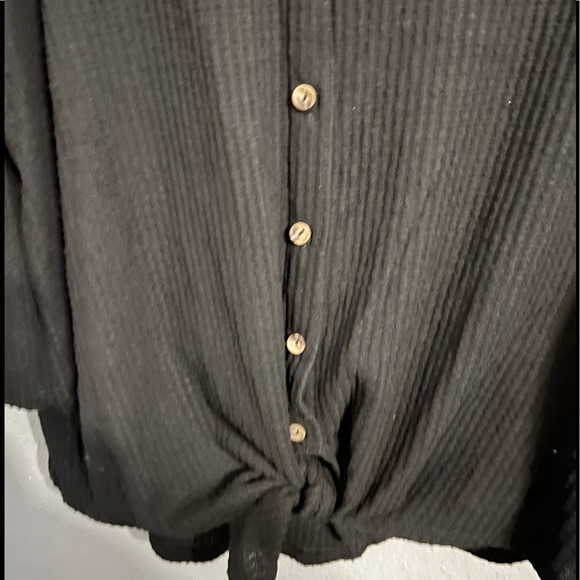 Kim & Cami Black Tie Front Blouse - Picture 2 of 7